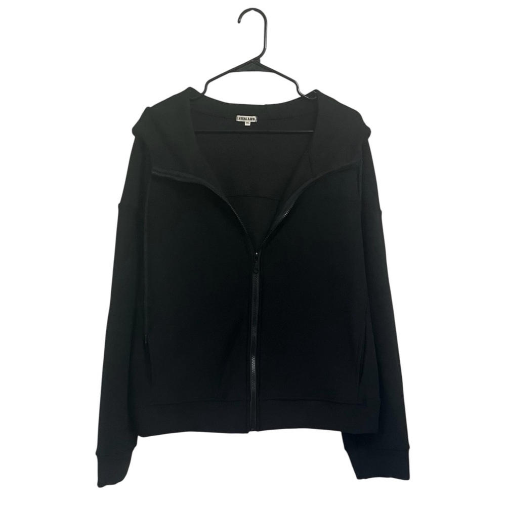NWOT Vital Life 3X Black Athletic Wear Zip-Up Hoodie